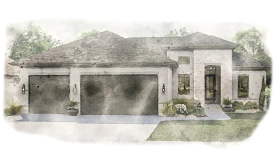 Original architectural illustration of the Contemporary home design